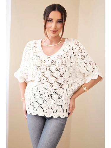 Дамски ажурен летен пуловер Kesi Włoski