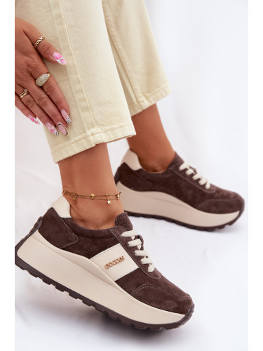 Дамски маратонки на платформа, изработени от естествен велур