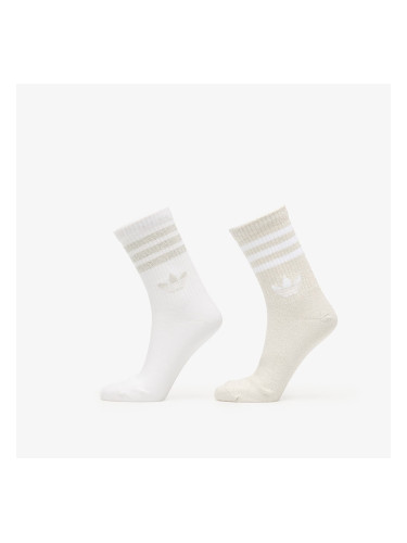 adidas 3-Stripes Glitter Crew Socks 2 Pairs Ice Gold Met./ White S