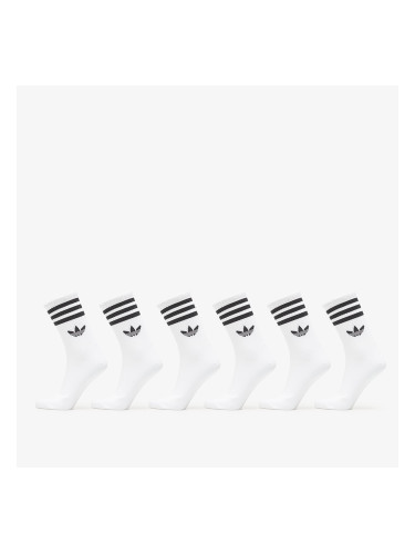 adidas Originals 3-Stripes Crew Socks 6 Pairs White M
