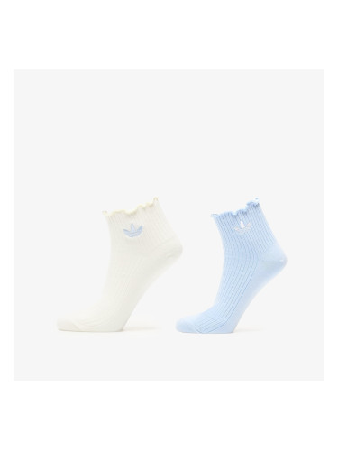 adidas Ruffle Quarter Socks Crystal Sky/ Off White M