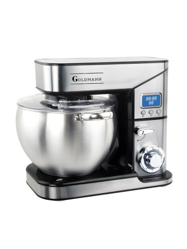 Планетарен миксер Goldmann GM-1115ED, 2800W, 10 л, 6 скорости + импулси, Таймер, Иноксова купа, LED, Инокс