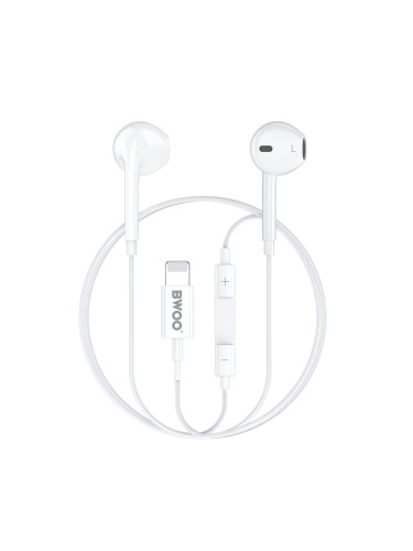 Слушалки BWOO HF179 с Lightning и контрол на звука, бели