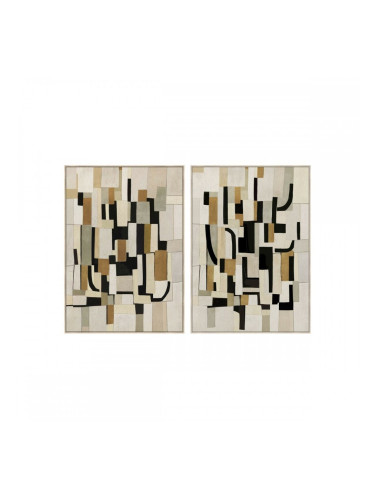 Картина Home ESPRIT Бял Черен Абстрактен Град 100 x 4 x 140 cm (2 броя)