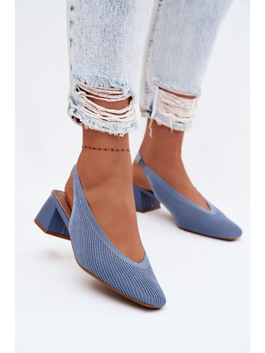 Дамски сини сандали на ток Marcellé