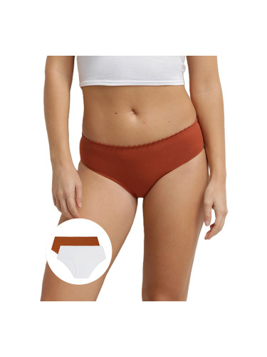 DIM BODY TOUCH MIDI BRIEF 2x - Women's Socks 2 pcs - brick - white