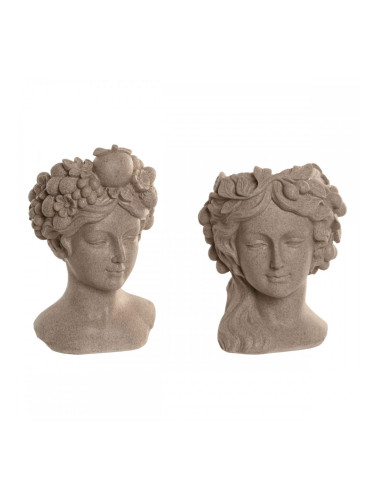 Саксия Home ESPRIT Бежов Смола романтичен 18 X 20 X 29 CM (2 броя)