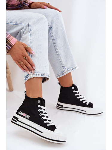 Дамски кецове на платформа Boto Liline черни