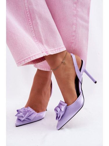 Дамски сандали на висок ток с дантела