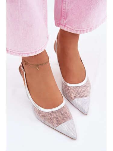 Сребърни сандали Boto Calora с тънък ток