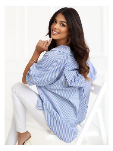 Асиметрична риза в бяло и гранатово