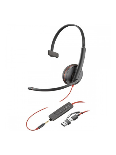 Слушалки с микрофон Poly Blackwire 3215 Черен