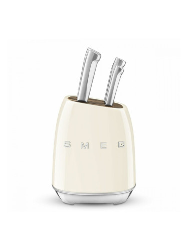 Комплект Кухненски Ножове и Поставка Smeg KBSF02CR Сметана