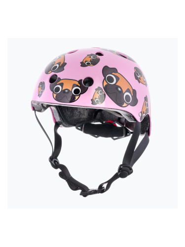 Детска каска за велосипед Hornit Pug в розово/кафяво