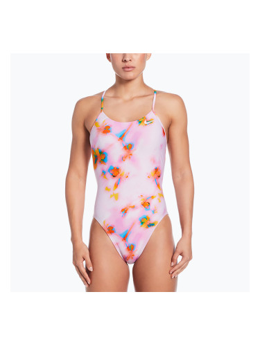 Дамски бански от една част Nike Hydrastrong Cutout с розова пяна