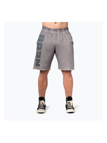 Мъжки къси панталони за тренировка NEBBIA Washed-Off NO BS light grey
