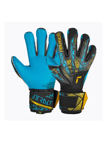 Reusch Attrakt Aqua Finger Support вратарска ръкавица black/gold/aqua