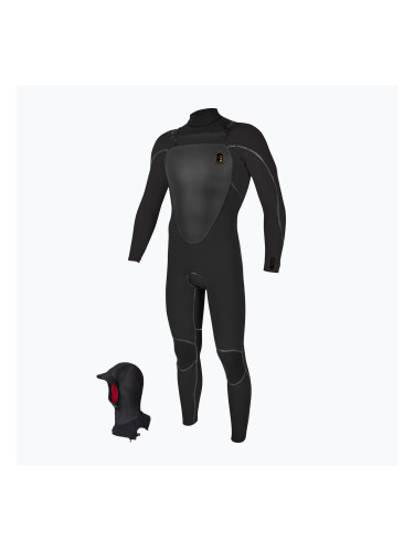 Мъжки неопренов костюм за плуване O'Neill Mutant Legend 5/4 mm Chest Zip with Hood Full black/tempered steel