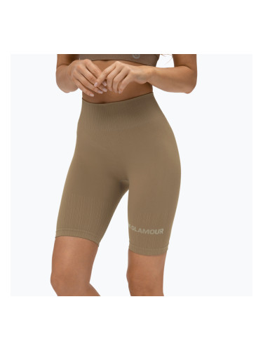 Дамски шорти за тренировка Gym Glamour Bikers push up beige 316