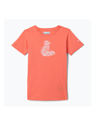 Детска тениска за трекинг Columbia Mission Lake Graphic hot coral/foxy swirl