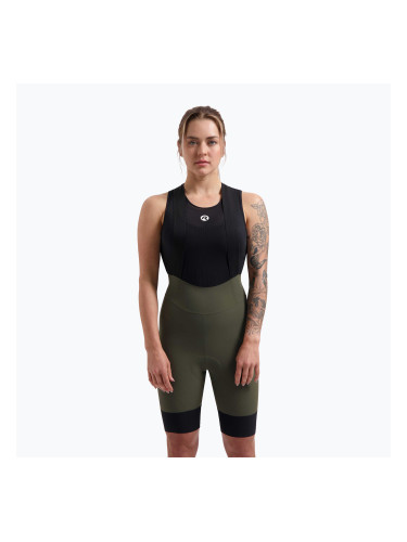 Дамски къси панталони за колоездене Rogelli Signature Bib Short W green