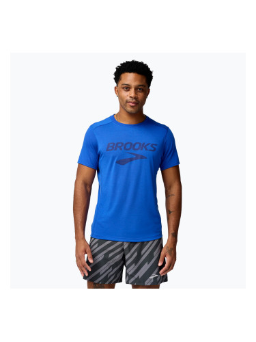 Мъжка тениска за бягане Brooks Distance 3.0 нео синьо/лого Brooks
