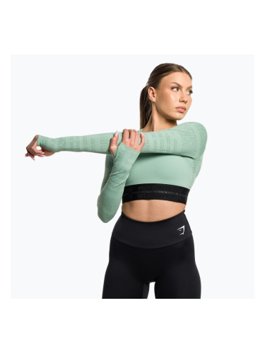 Дамски топ за тренировки с дълъг ръкав Gymshark Vision Crop Top green/black