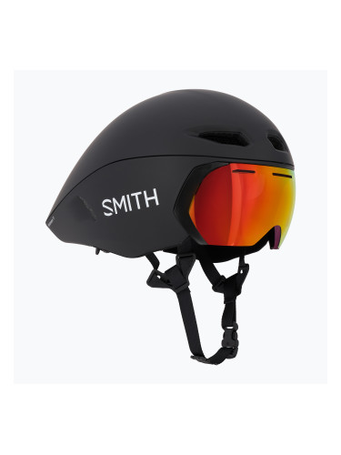 Каска за велосипед Smith Jetstream TT матово черно/хромапово червено огледало/прозрачна