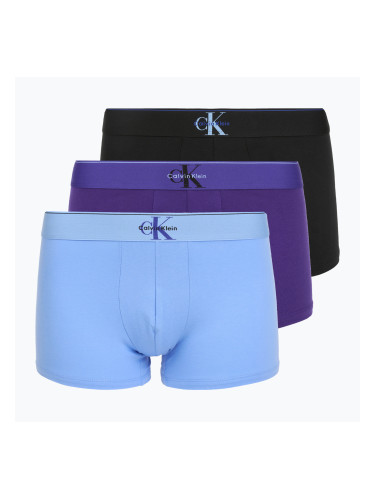 Мъжки боксерки Calvin Klein LV00NB4472 Trunk 3 pairs black w/blue river fog/blue river