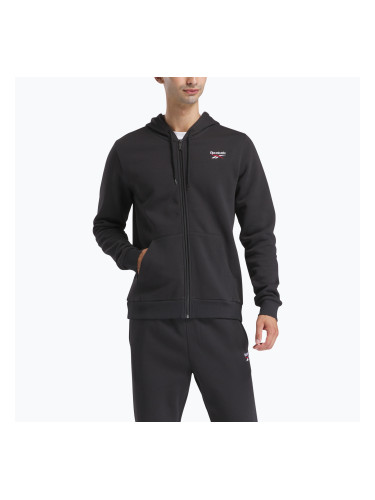 Мъжки суитшърт Reebok Identity SL Fleece FZ черен/бял/векторно червен