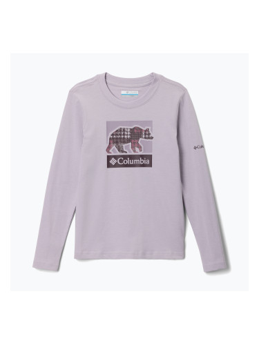 Детска блуза с дълъг ръкав за трекинг Columbia Hazeldel Hill Graphic Tee lavender pearl/barely printed