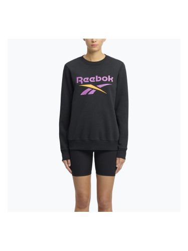 Дамски суитшърт Reebok Identity Big Logo Fleece Crew черен/лилав rave/електрически кехлибар