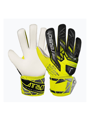 Детски вратарски ръкавици Reusch Attrakt Solid Junior safety yellow/silver