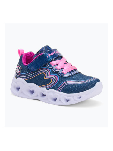 Детски обувки SKECHERS Heart Lights Retro Hearts navy leather/multi trim