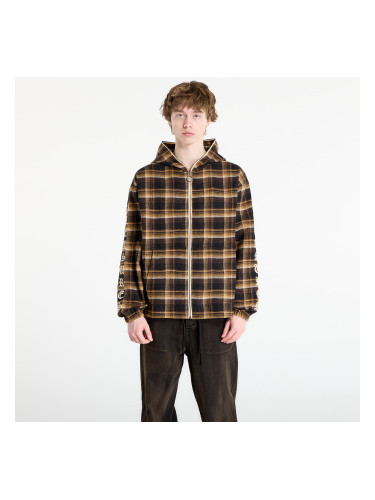 Суитшърт PLEASURES Groove Zip Poncho Hoodie Brown Plaid XXL