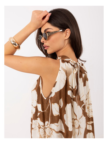 Кафява лятна рокля с щампа