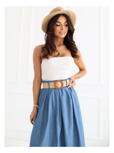 Синя пола с А-силует и джобове