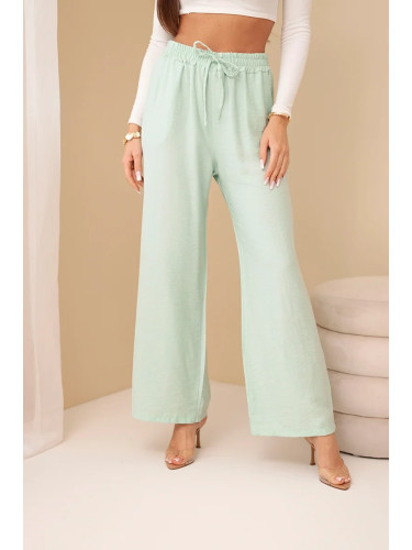 Широки вискозен панталон Kesi, цвят мента