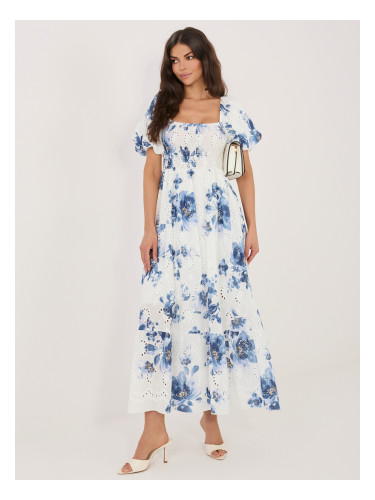 Миди рокля с флорален принт в синьо