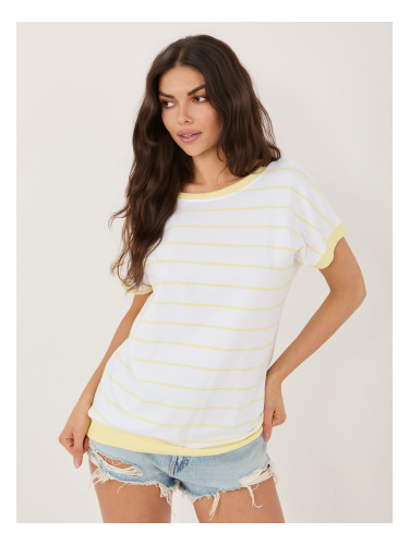 Светложълта блуза с панделка