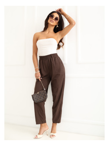 Кафяви кадифени панталони с джобове