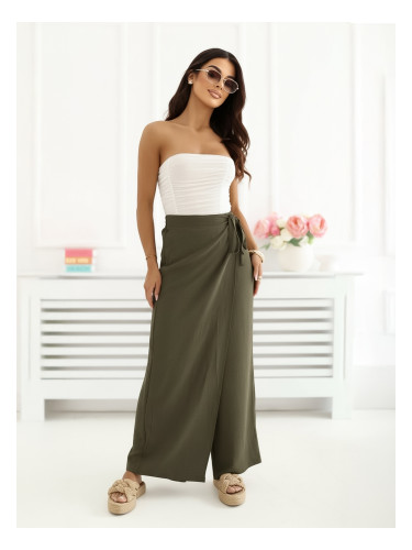 Плисирани панталони в цвят каки