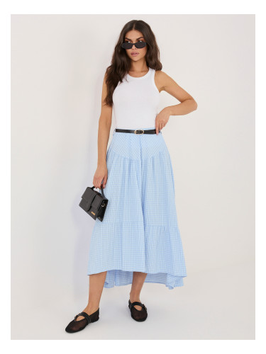 Светлосиня макси пола с волани