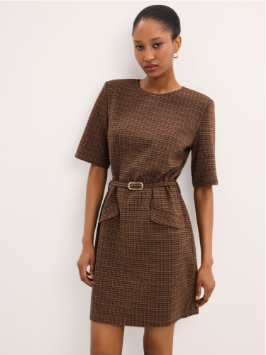 Mohito - Мини рокля с колан - тъмно кафяво