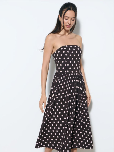 Mohito - Миди рокля на точки - тъмно кафяво