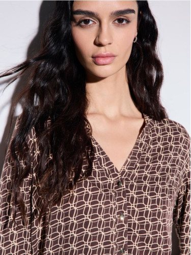 Mohito - Блуза от вискоза - тъмно кафяво