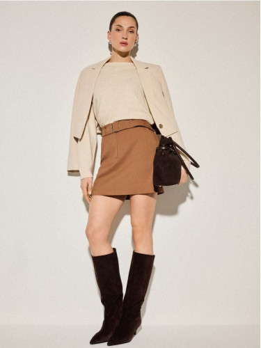 Mohito - Мини пола с колан - кафяво