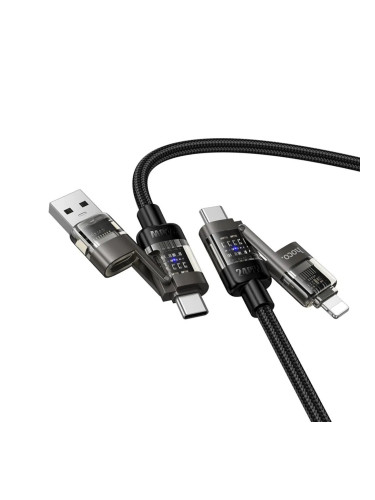 Кабел 4в1 USB-A/C към USB-C/Lightning, HOCO 240W U151 1.2 м, Черен