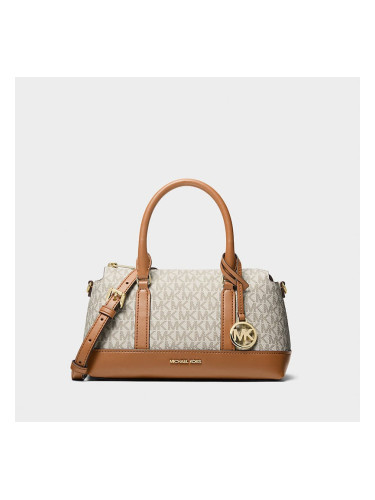 Michael Kors Andie Small Signature Logo Satchel Vanilla/ Acorn Universal