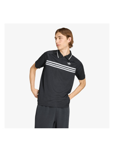 Тениска adidas Chest Stripes Slim Polo Black XXL